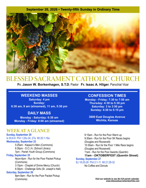 Sunday, September 20, 2026 Bulletin