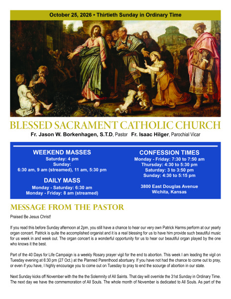 Sunday, October 25, 2026 Bulletin